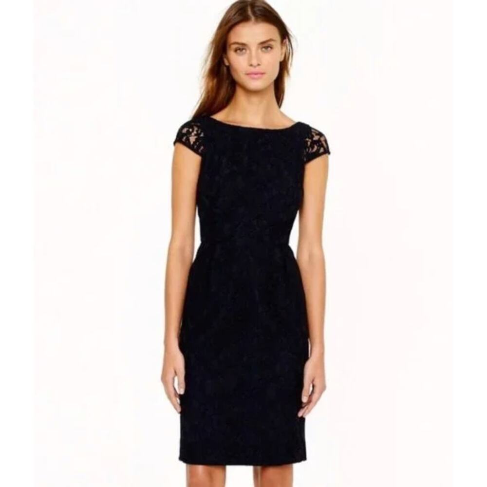 J. Crew Elsa Dress in Leavers Lace Black A6005 Size 4